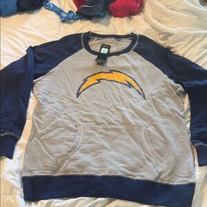 Majestic Crewneck Sweatshirt in Gray, Navy & Yellow Lightning Logo